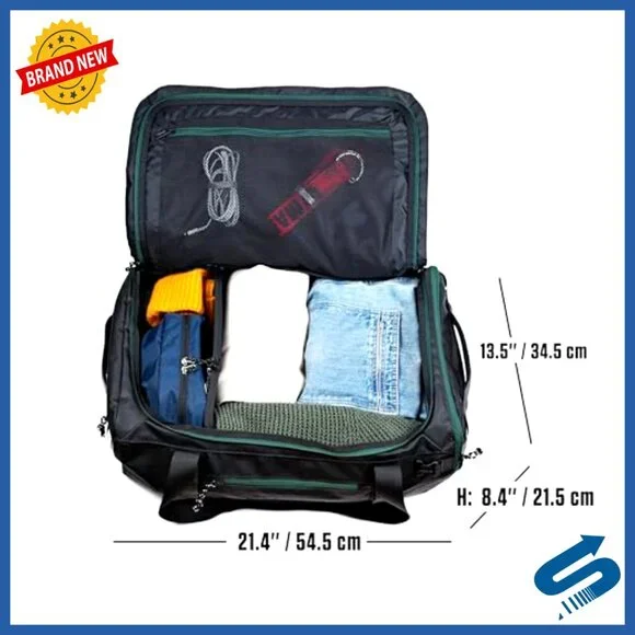 40L Convertible Travel Duffle Backpack, Water Repellent, Laptop Sleeve